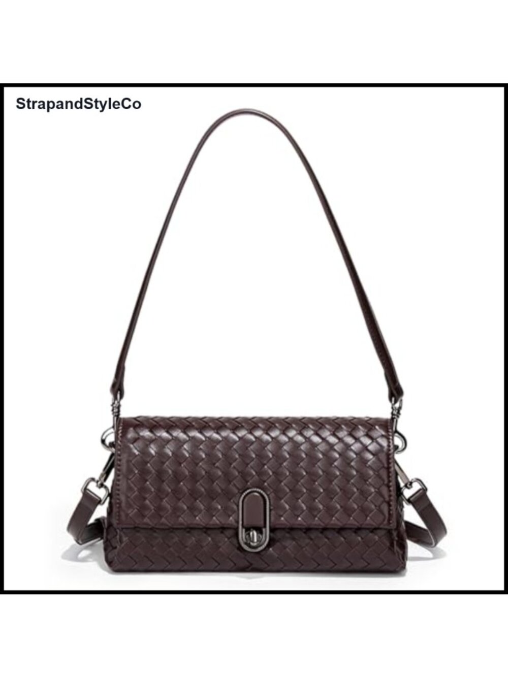 Woven Vegan Leather Braided Shoulder Bag Crossbody Purse